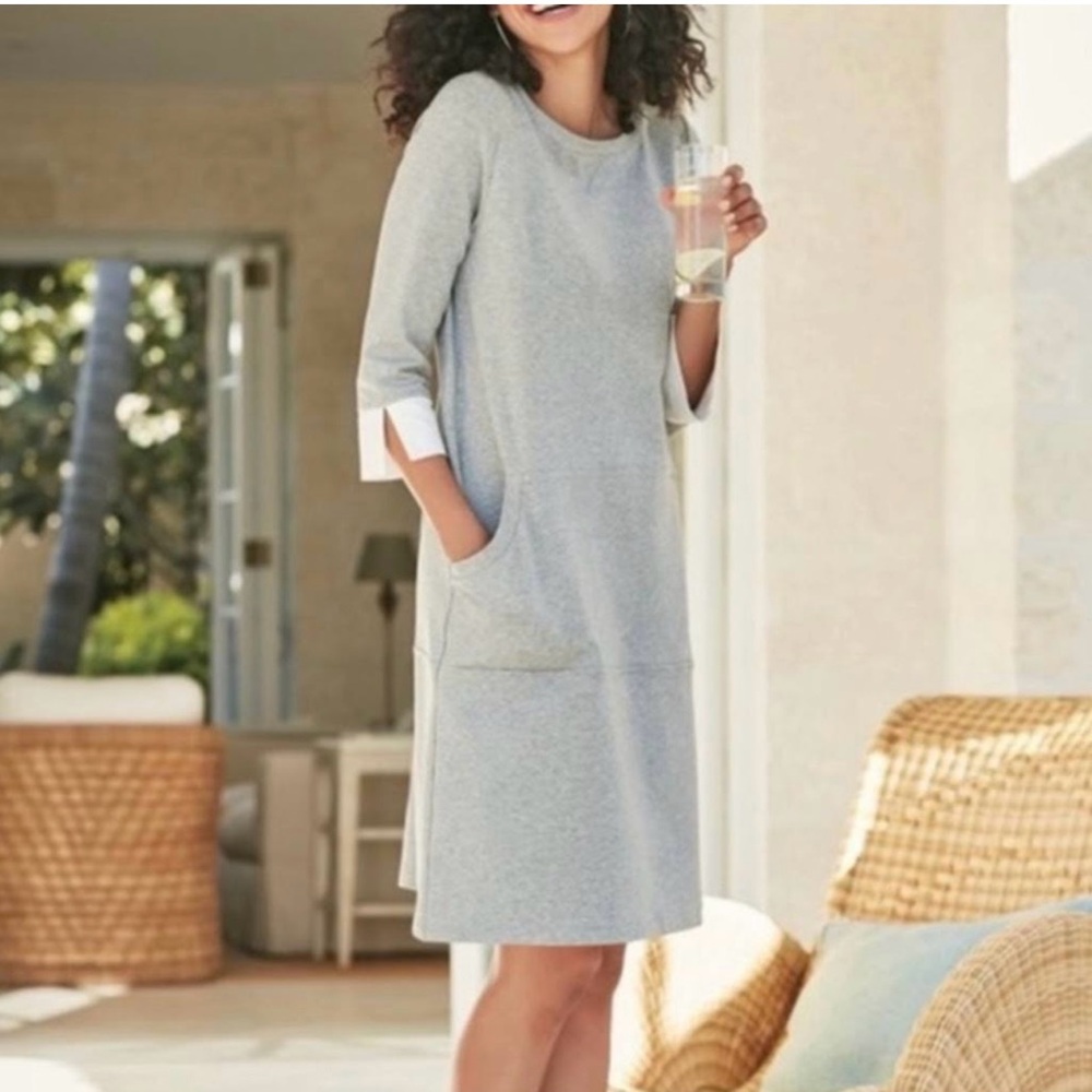 SOFT SURROUNDINGS Corryn Heather Grey Cotton Blend Sweatshirt Dress NWT!!